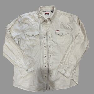 WRANGLER Mens Ivory Snap Button Long Sleeve Shirt, Size L
